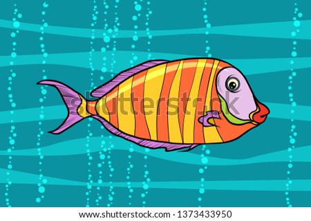 cichlid aquarium fish. Pop art retro  illustration