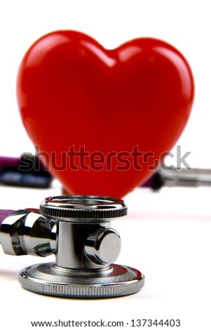 Stethoscope and heart , isolated on white background