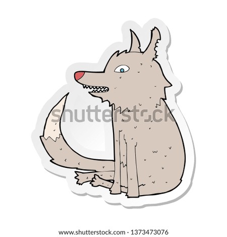 sticker of a cartoon wolf sitting