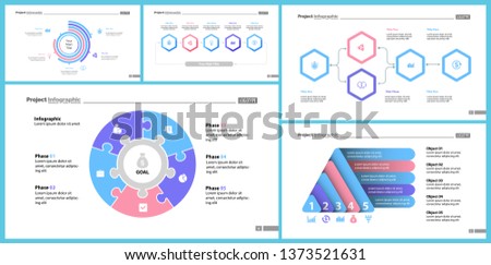 Set of workflow or teamwork concept infographic charts. Business diagrams for presentation slide templates. For corporate report, advertising, banner and brochure design.