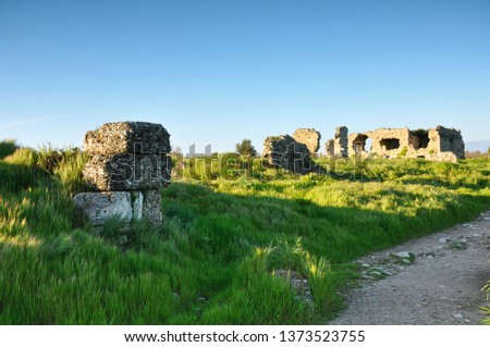 Turkey, Side city. Ancient Greek ruins