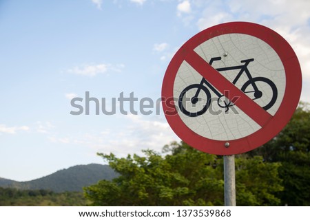 Bycicle Forbidden Sign in the Park