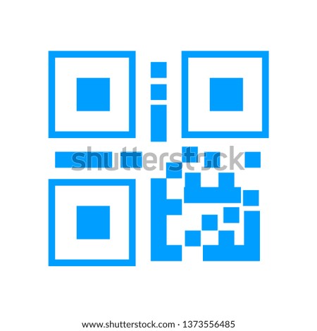 QR Code- blue linear QR Code vector illustration symbol icon