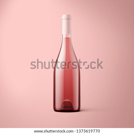 Rose wine bottle on background. Product packaging brand design. Mock up drink with place for you lable and text.