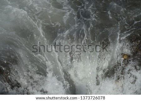 Textures and currents of marine waters on the rocks in beaches of Lima-PERU