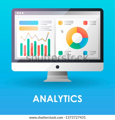 Analytics flat color icon. Digital marketing. Big data. Website audit. Statistics, infographics. Symbol for web page, mobile app, banner, social media. Pictogram UI/UX user interface. Vector clip art.
