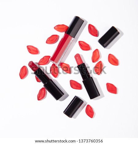 
Conceptual advertising photography of cosmetics on a white background