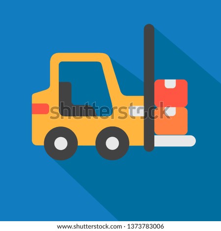 Forklift illustration in industrial context, flat vector minimal design.