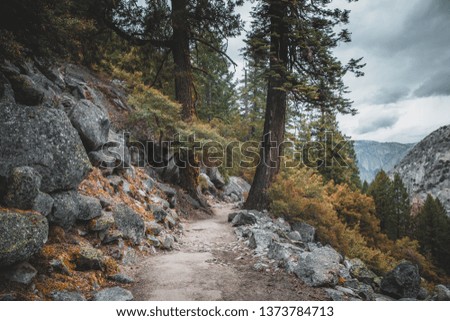 Nature Hiking Trail Outdoor Activities Adventure Autumn Forest National Park Yosemite California Mist Trail