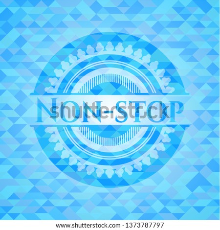 Non-stop light blue emblem with triangle mosaic background