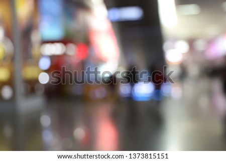 Blurred bokeh and people in shopping mall for background - Image