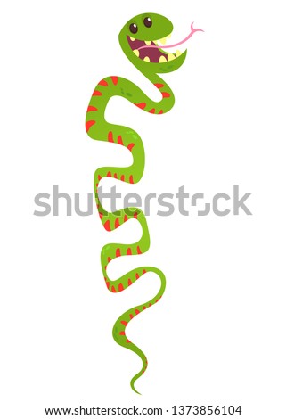 Cute baby snake cartoon illustration. Flat design