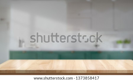 Blank wood table or counter in kitchen room background