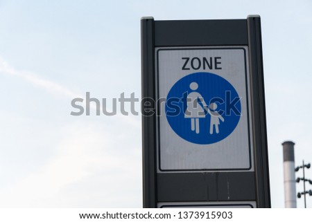 End of the pedestrian zone, road sign in Winterthur, Switzerland.