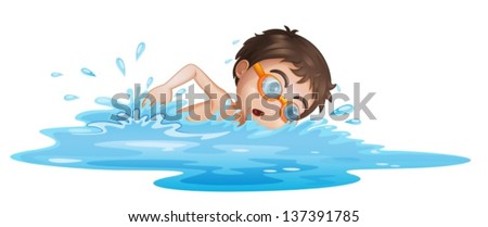 Illustration of a boy with yellow goggles on a white background