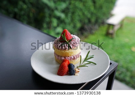 Close up Strawberry biscuit short cake
