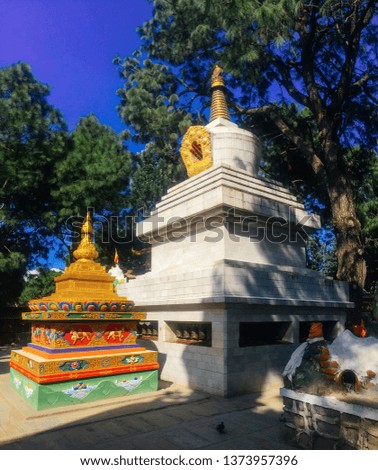 Temple in Buddha park in Kathmandu, around the Monkey temple