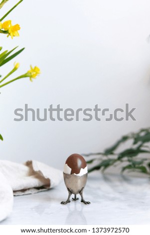 traditional Finnish chocolate Egg - Easter Card with copy space
