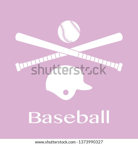 Vector illustration with baseball bats, ball, helmet. Sports background. Design for banner, poster or print.