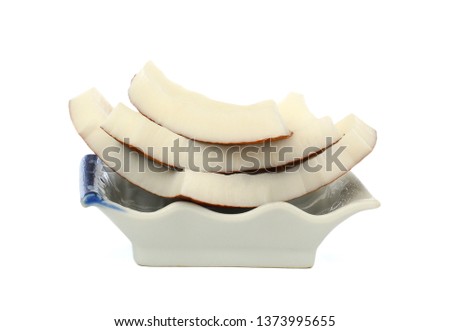 fresh coconut sliced isolated on white background