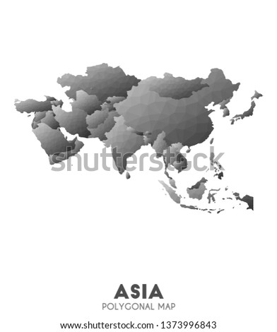 Asia Map. actual low poly style continent map. Dazzling vector illustration.