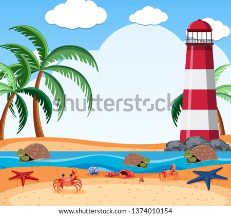 A summer beach scene  illustration