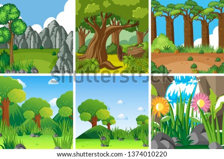 Set of nature landscape illustration