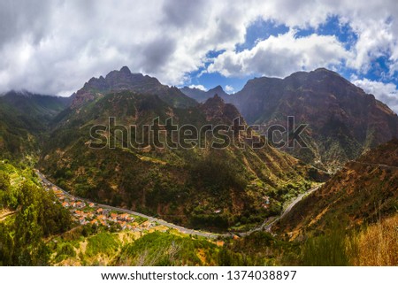 Mountain village Serra de Aqua in Madeira Portugal - travel background