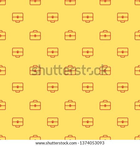 Red and yellow seamless pattern Suitcase icon. Briefcase vector illustration