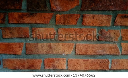wide point of view of masonry. brick of cement wall in room.