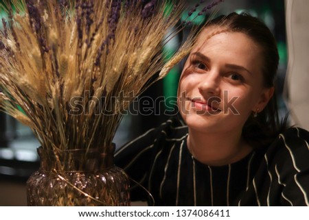 girl and vase with lavender