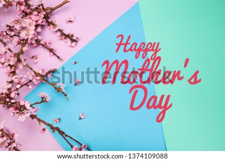 Happy mother's day lettering with a beautiful blossom flower - Image