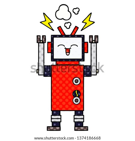 comic book style cartoon of a robot
