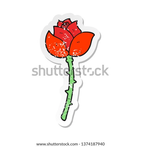 retro distressed sticker of a cartoon rose