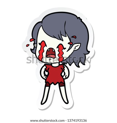 sticker of a cartoon crying vampire girl