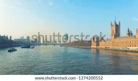 Palace of Westminster and Thames - London england
