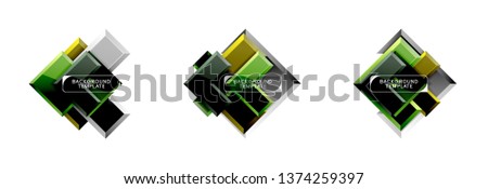Arrow and square design abstract logo or banner collection. Vector modern geometrical design