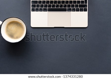 Coffee with laptop and space for copy space