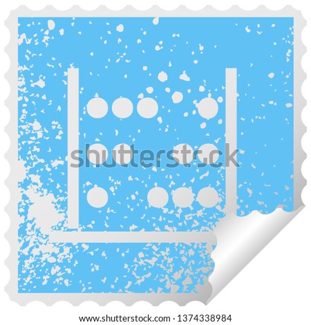 distressed square peeling sticker symbol of a maths abacus