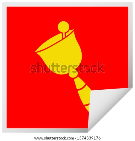 square peeling sticker cartoon of a ringing bell