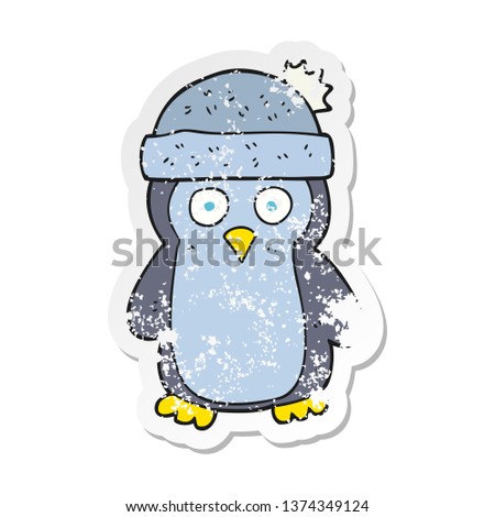 retro distressed sticker of a cartoon penguin