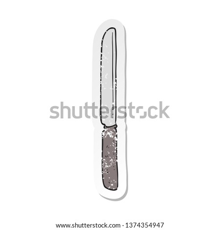 retro distressed sticker of a cartoon cutlery knife