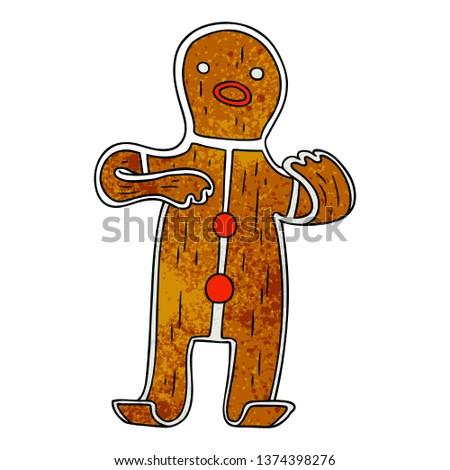 hand drawn textured cartoon doodle of a gingerbread man