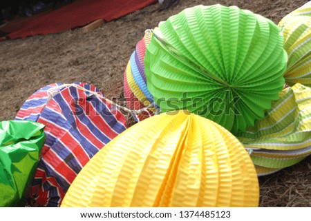 The Colorful Paper Lanterns on the Ground