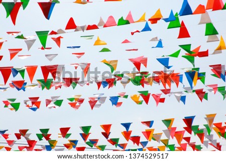 Pennant on blue sky background.