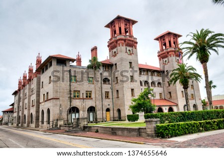 Beautiful view of Flagler College facade at sunset, St Augustine - Florida - USA.