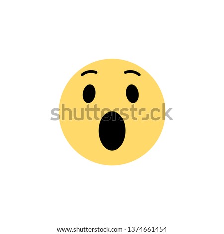 Facebook wow emoji.Social media surprised, shocked face icon isolated.Cartoon face. Royalty-Free Stock Photo #1374661454