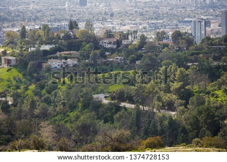 Aerial photo Hollywood Beverly Hills homes