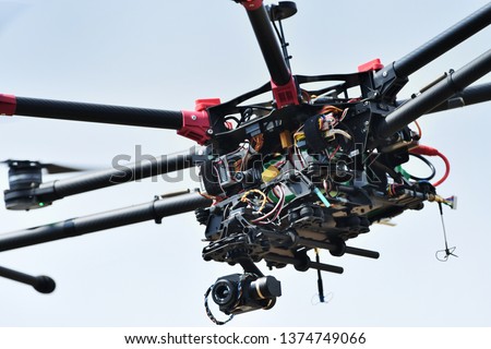 Industrial drone in flight