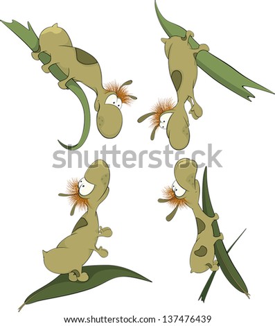 Green worms on a leaf  clip-art